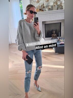 Anine Bing Chunky Mint Wool Sweater